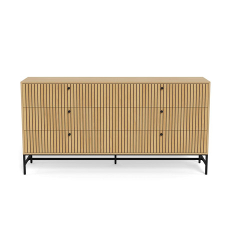 Komoda Albany - Rama z melaminy dębowej Podstawa stalowa matowo czarna 157,9x40x80,4 cm 2