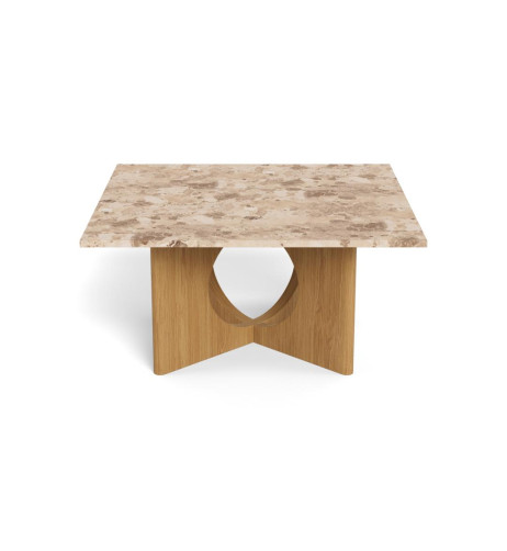 Stolik kawowy Foley - Top marmurowy brązowy Latte Fornir dębowy bazowy matowy 80x80x42 cm 2